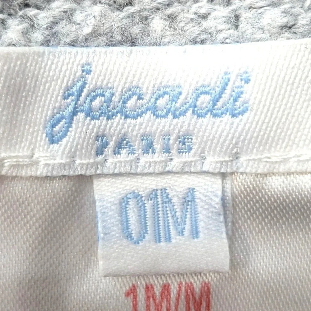 Jacadi Paris Gray Knit Cardigan Cotton Cashmere Sweater Pockets Baby Gift 1M